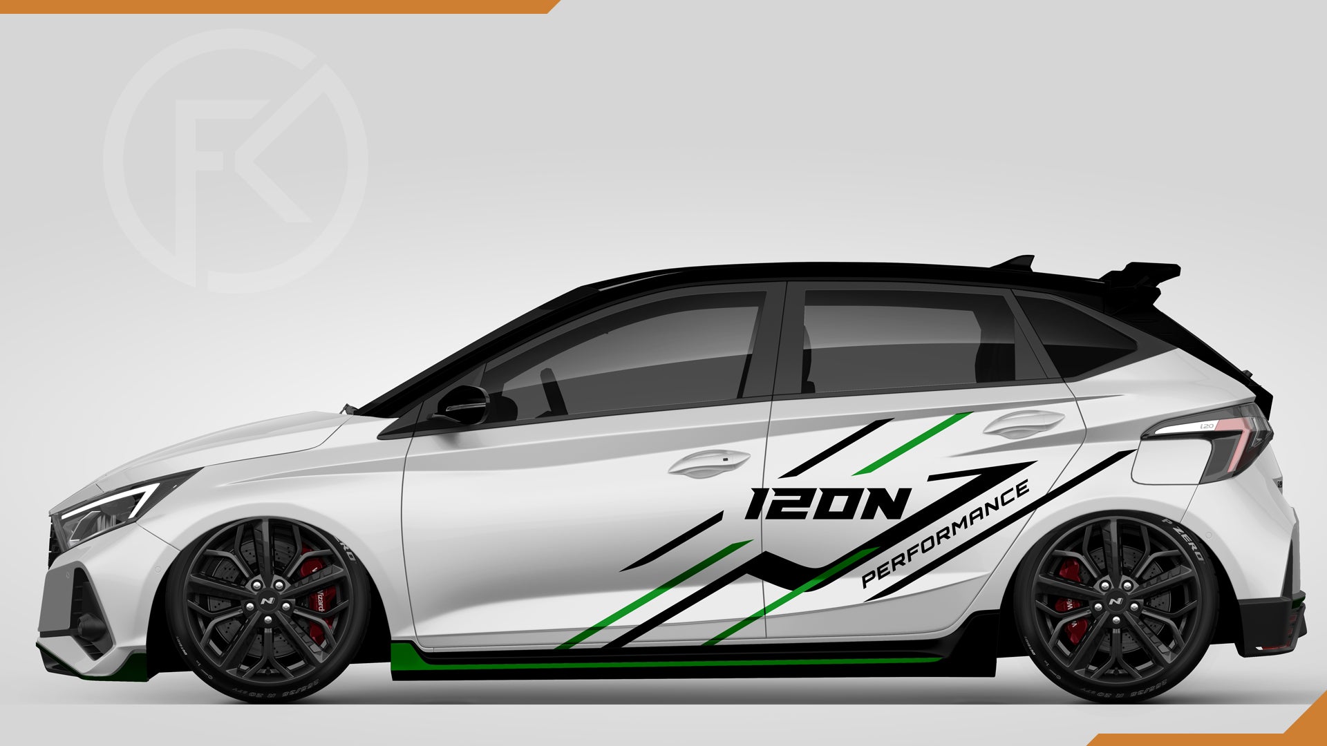 i20N Performance Auto Styling Wrapping Dekor Aufkleber Seitenstreifen #058