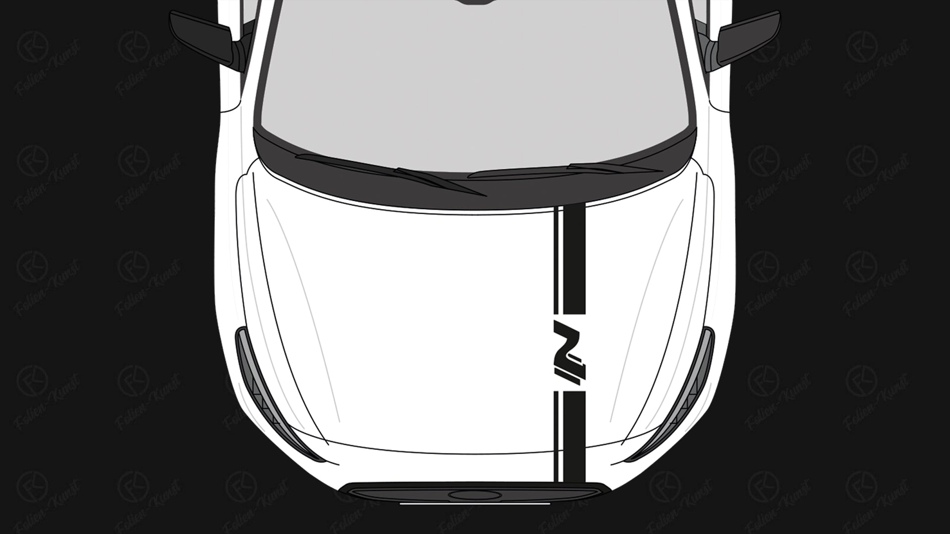 Motorhaube N Rennstreifen JDM passend für i30N Performance Styling Tuning Stripe