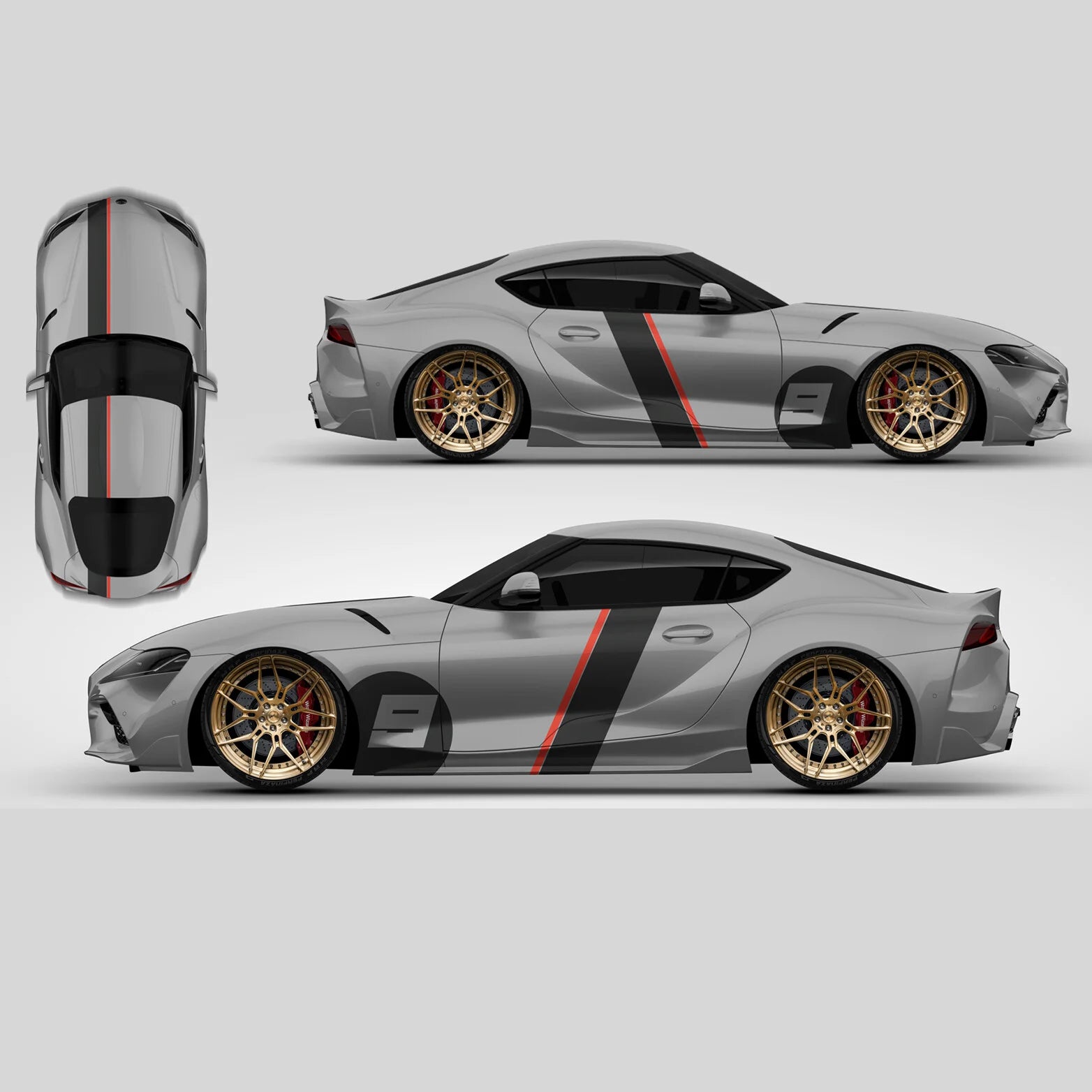 Universal Streifen Dekor Set Aufkleber Design Rennstreifen Tuning #023-1