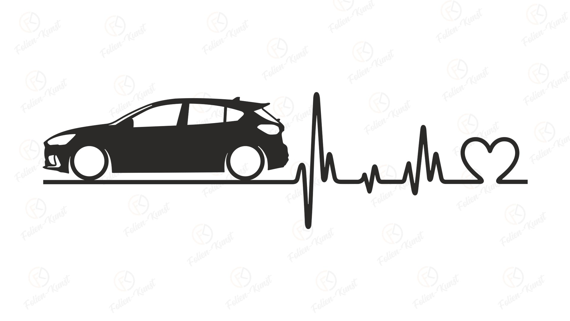 Autoaufkleber Focus MK4 Love Impuls Silhouette Herzschlag Sticker liebe