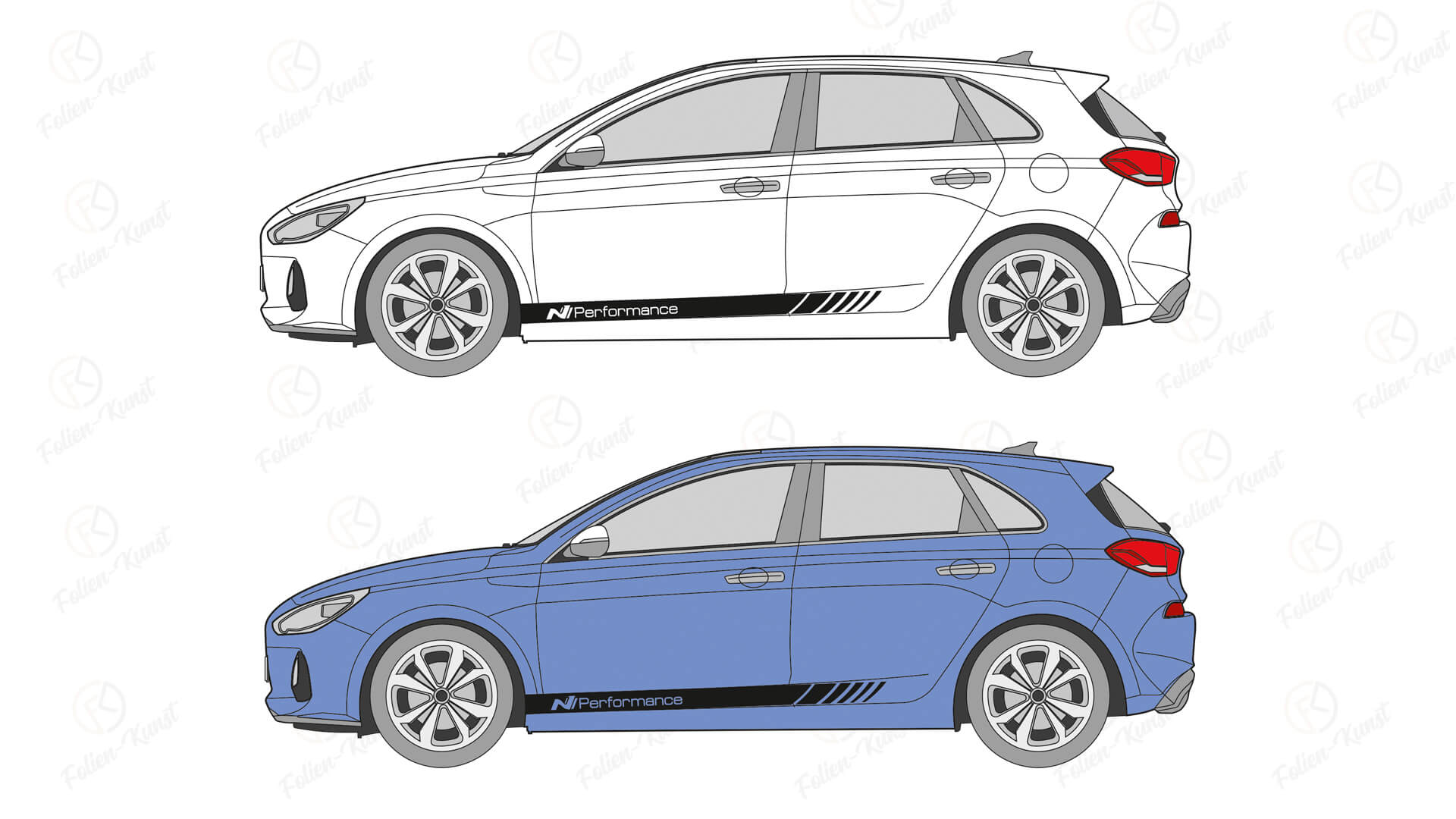 N Performance Seitenstreifen Aufkleber Dekor Styling i30N