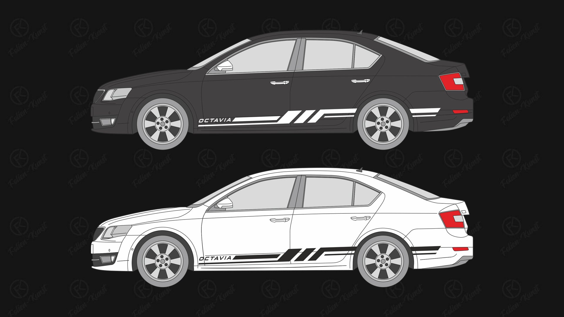 Seitenstreifen Octavia Aufkleber Streifen passend für Octavia 5E Limousine