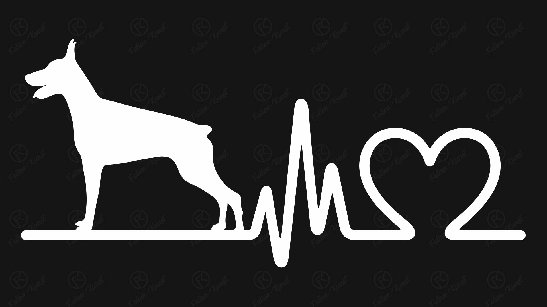 Pinscher Hund Auto Aufkleber Hundeliebe Love Silhouette Herzschlag Tiere