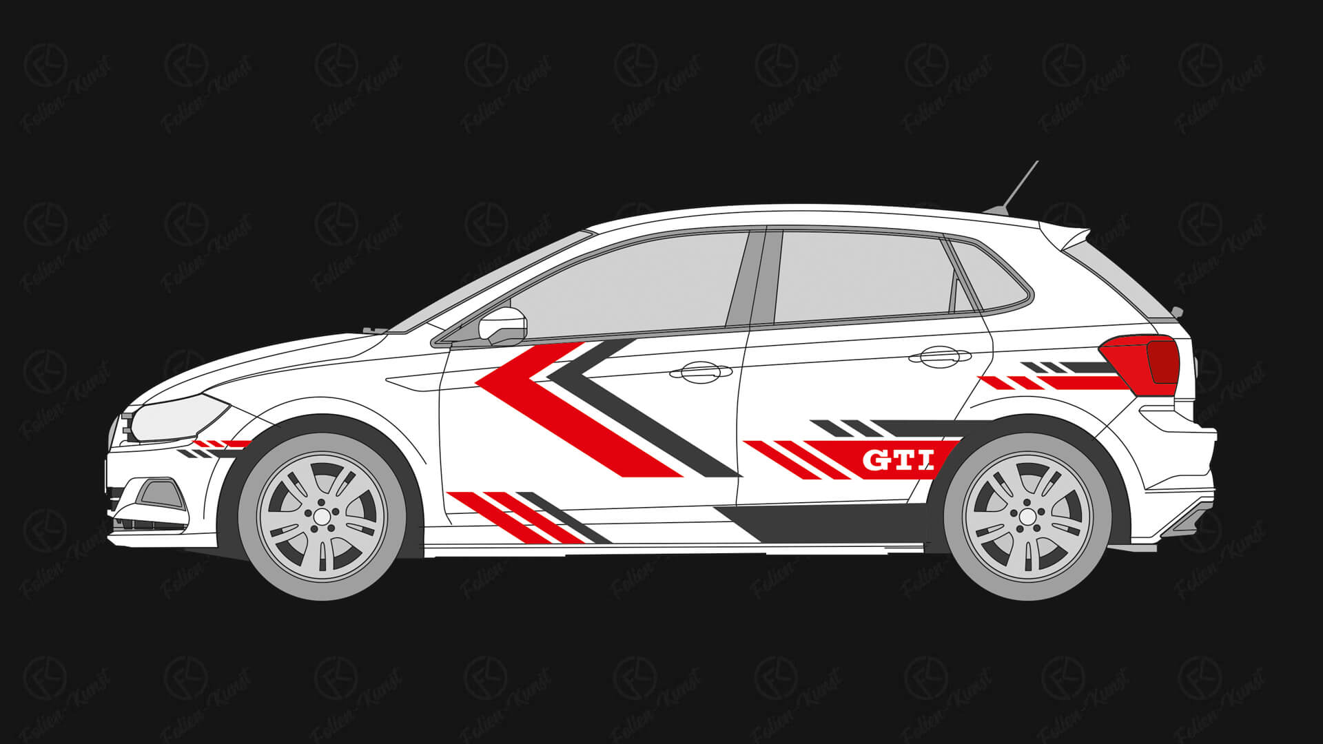 Design Art Polo Seitenaufkleber Seitenstreifen Dekor Stripes