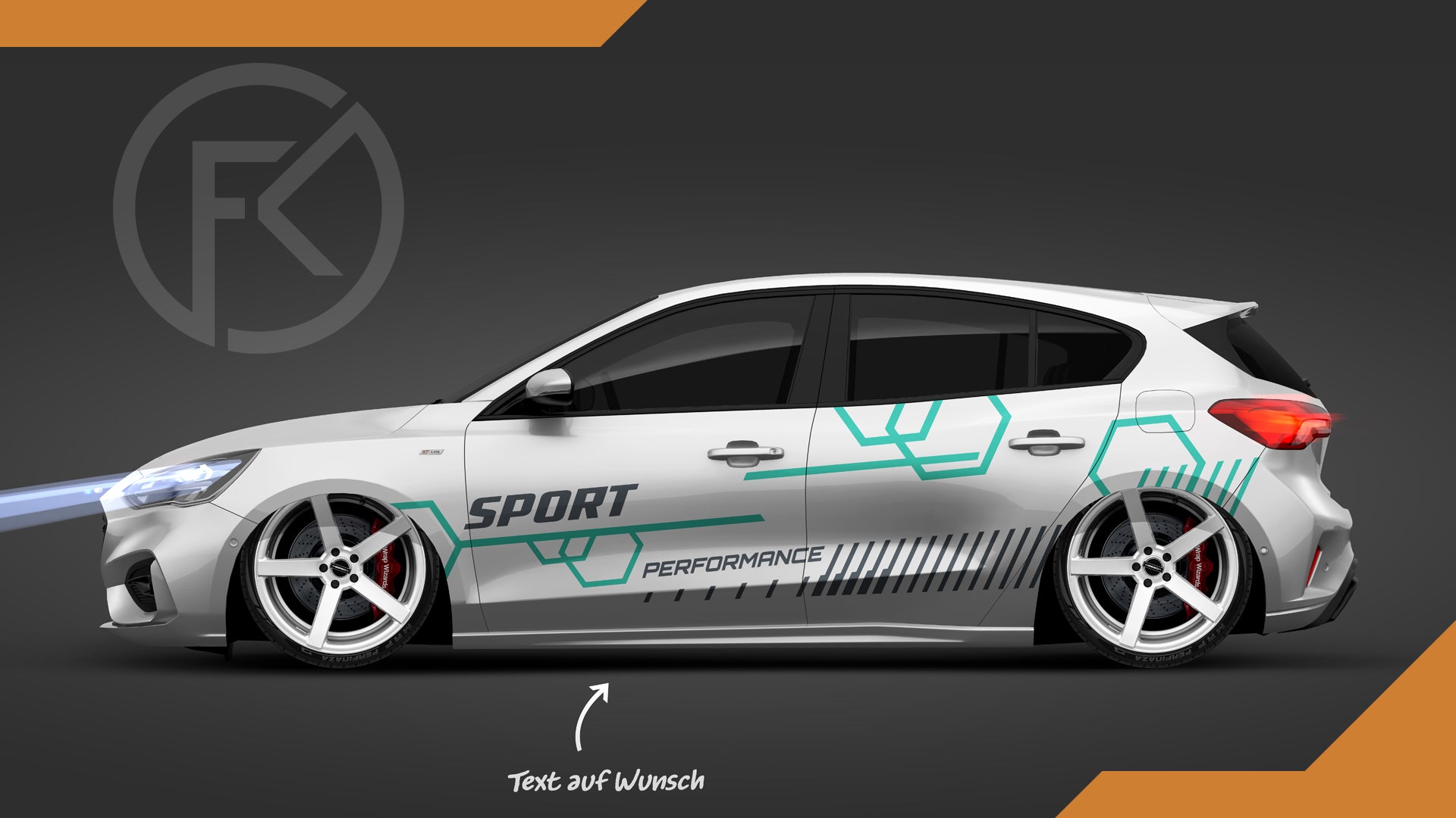 Waben Aufkleber Dekor Seitenstreifen Sport Performance Styling Hexagon