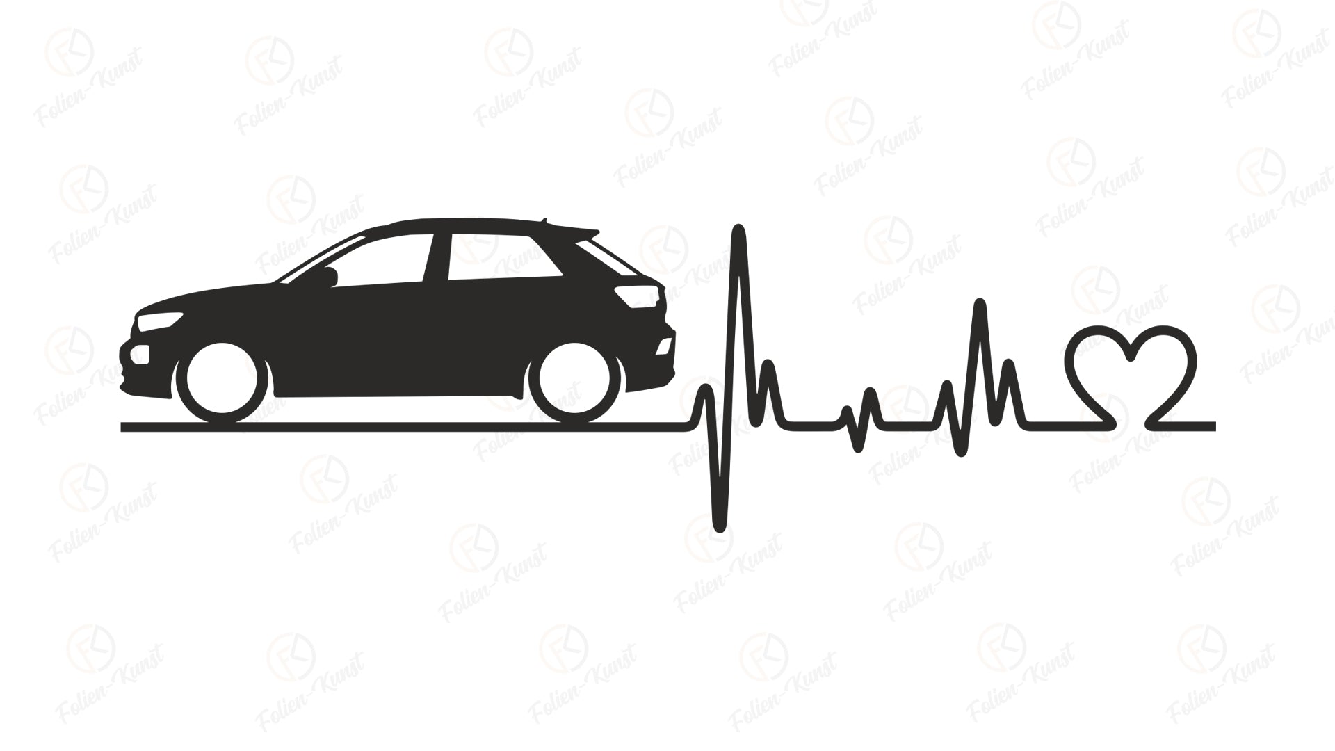 Autoaufkleber T-Roc Love Impuls Silhouette Herzschlag Sticker Styling