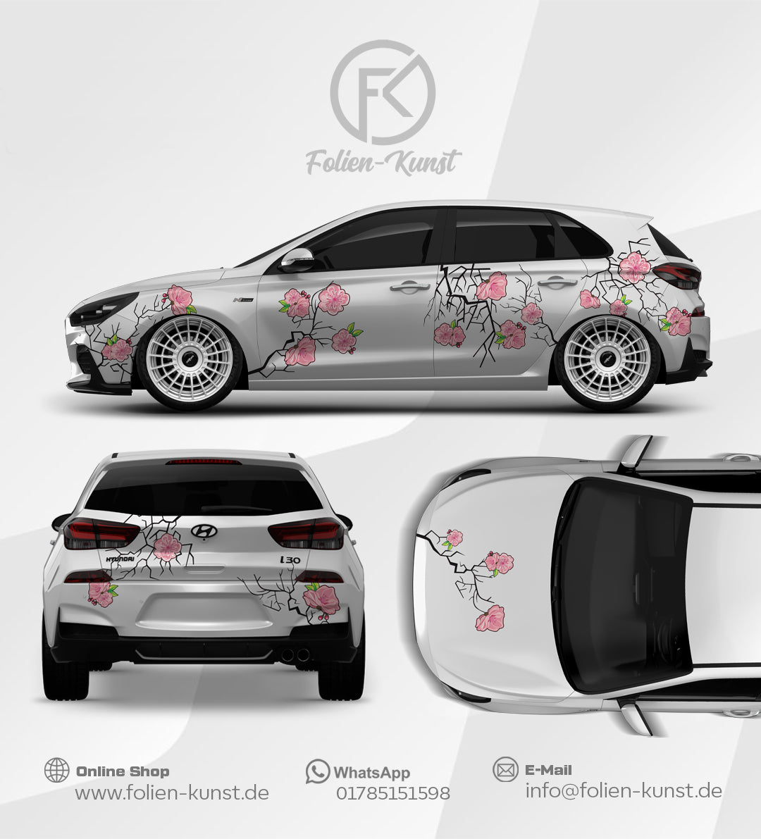JDM Folien Dekor Sakura & Rosen Aufkleber Fahrzeug Design Wrap Style #619