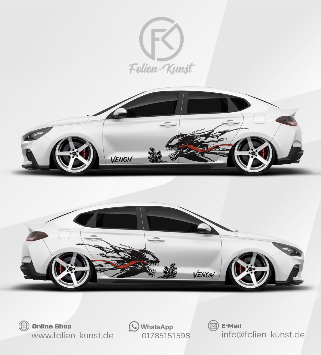 Monster Folien Wrap Design Venom Fahrzeug Aufkleber Dekor Zeichnung #624
