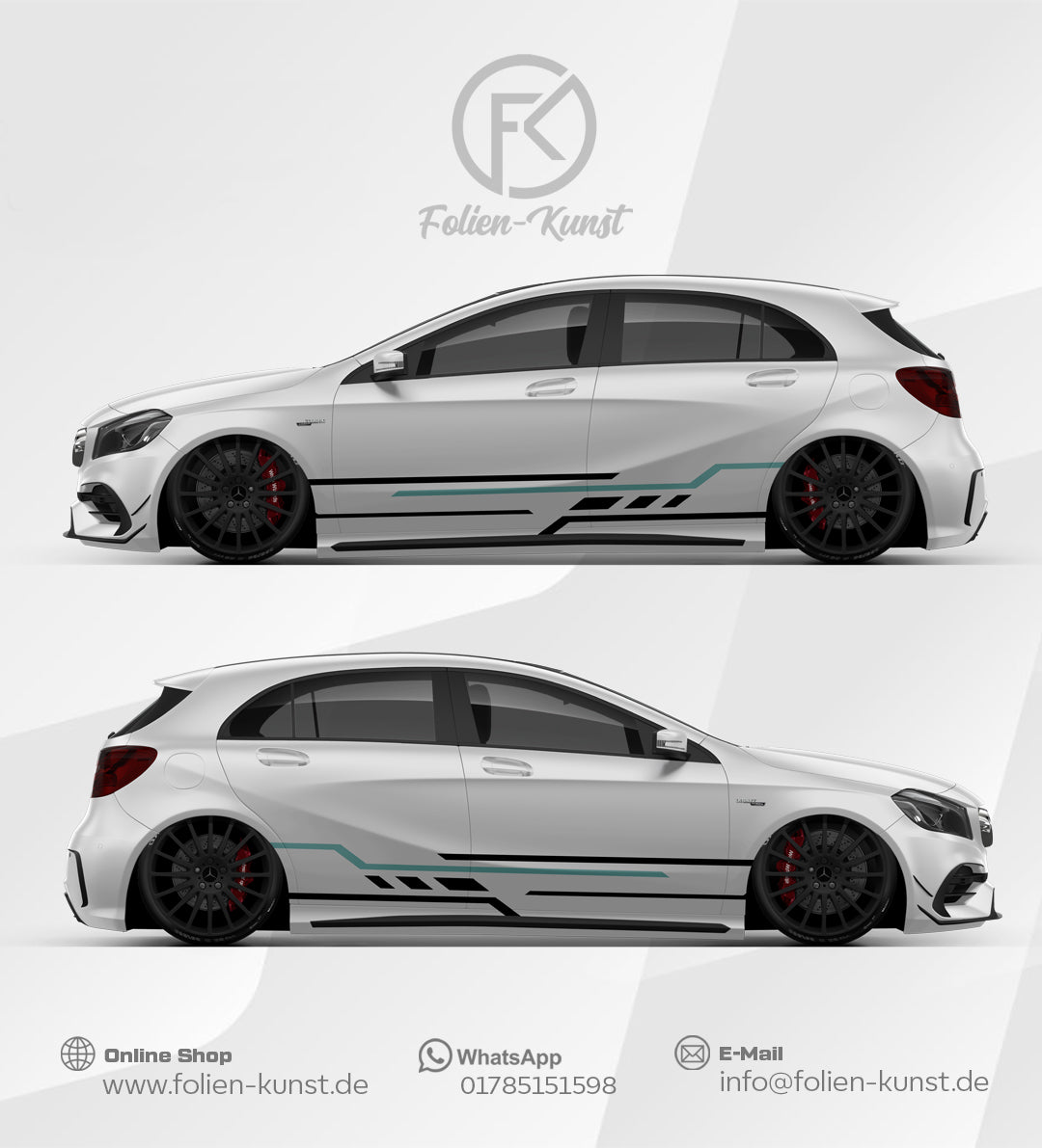 Seitenstreifen Folien Design Fahrzeug Aufkleber Wrap Dekor Motorsport #626