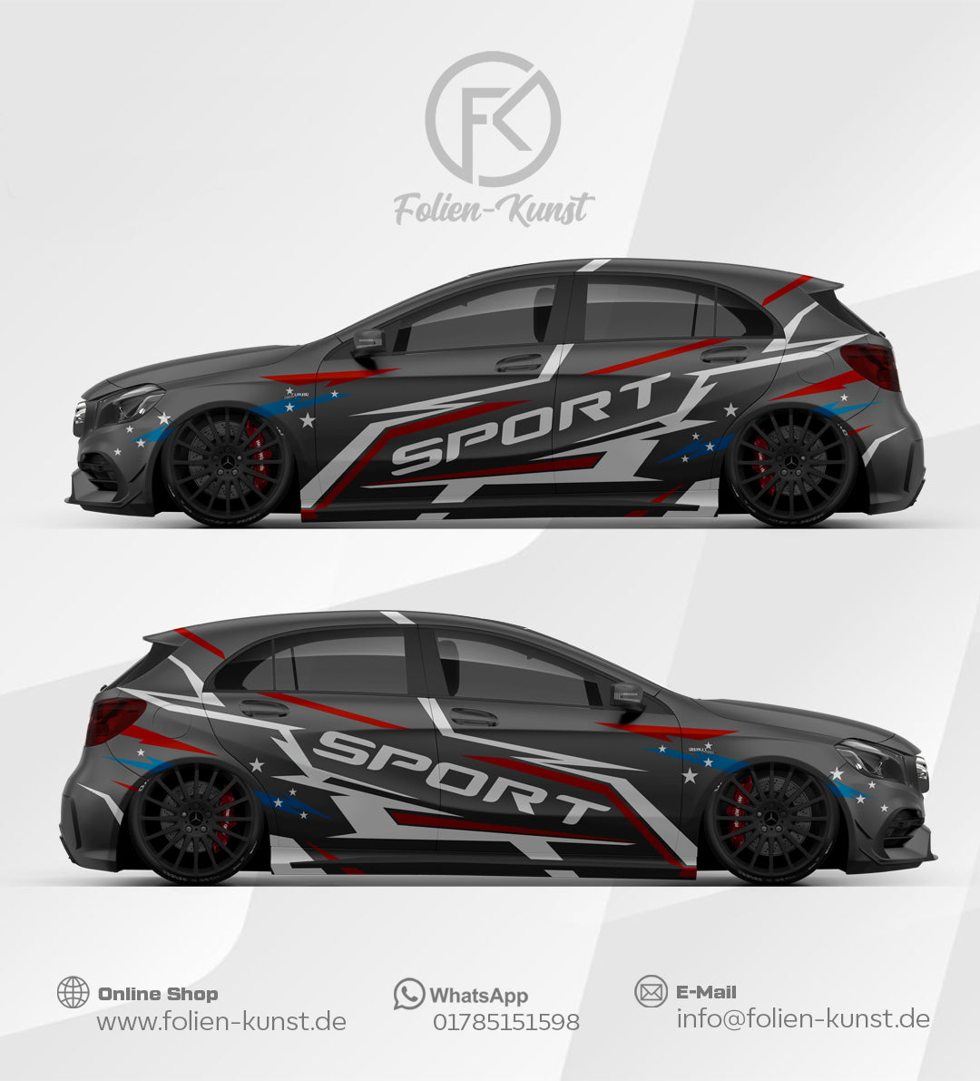Motorsport Folien Design Fahrzeug Aufkleber Wrap Dekor #627