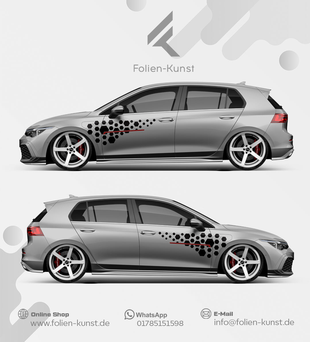 Waben Folien Dekor Auto Tuning Style Aufkleber Set Universal #662