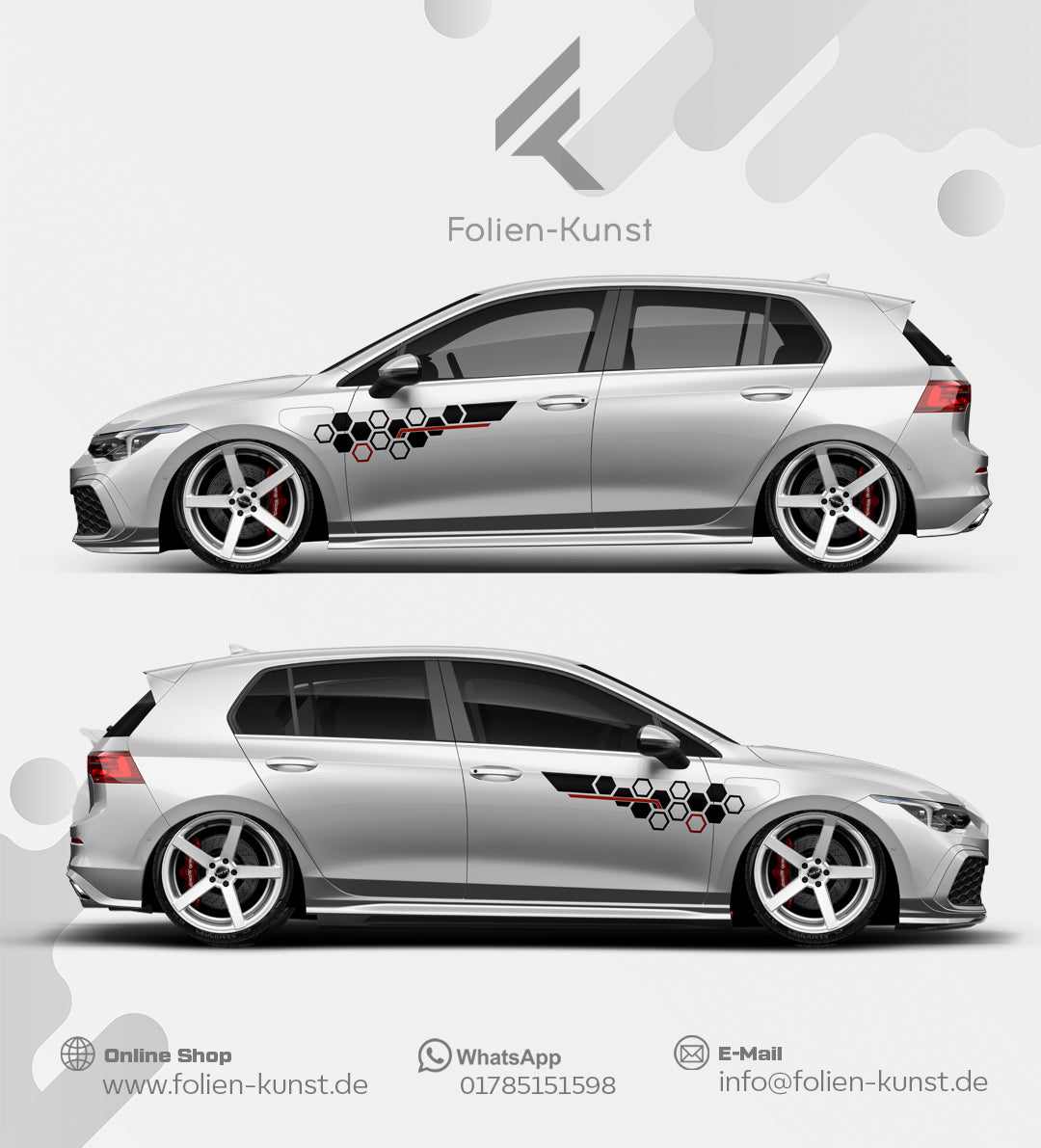 Waben Folien Light Dekor Tuning Style Aufkleber Set Universal #660