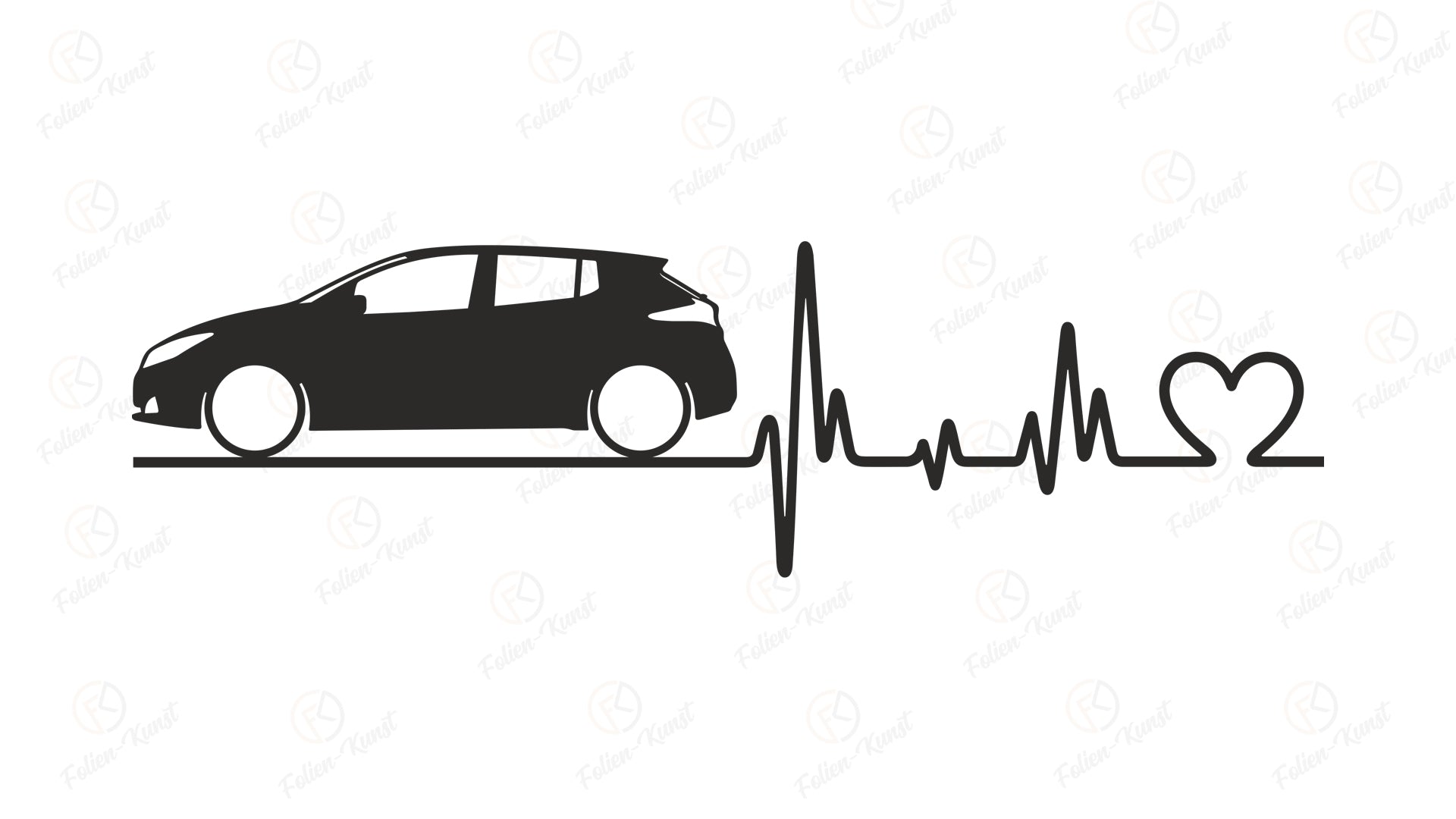 Autoaufkleber Nissan Leaf Love Impuls Silhouette Herzschlag Sticker Styling
