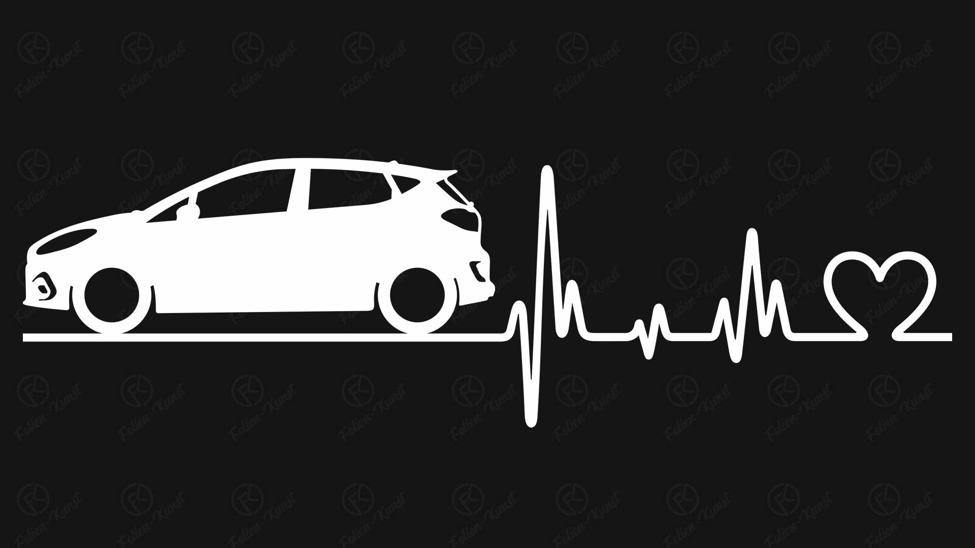 Autoaufkleber Fiesta MK8 5 Türer Love Impuls Silhouette Herzschlag Sticker