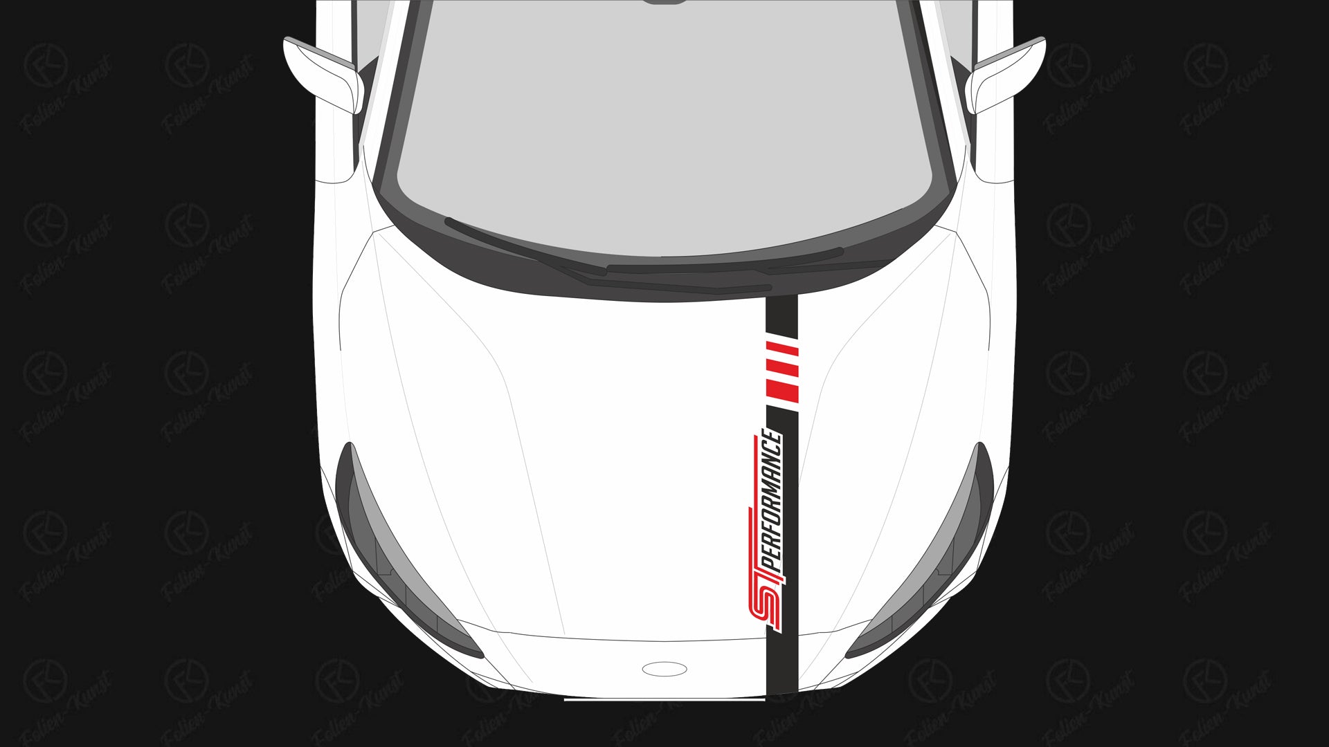 ST Performance Motorhaube Rennstreifen passend für Focus Fiesta ST tuning